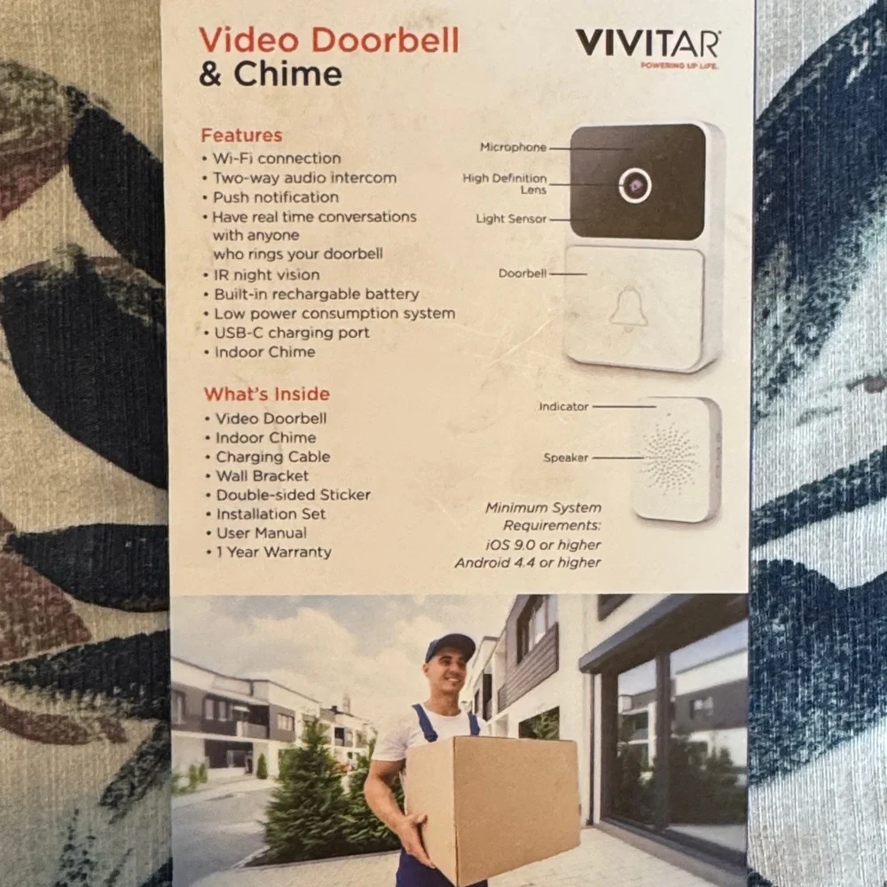 Vivitar White Video Doorbell & Chime - Wireless Night Vision. UNOPENED BOX.